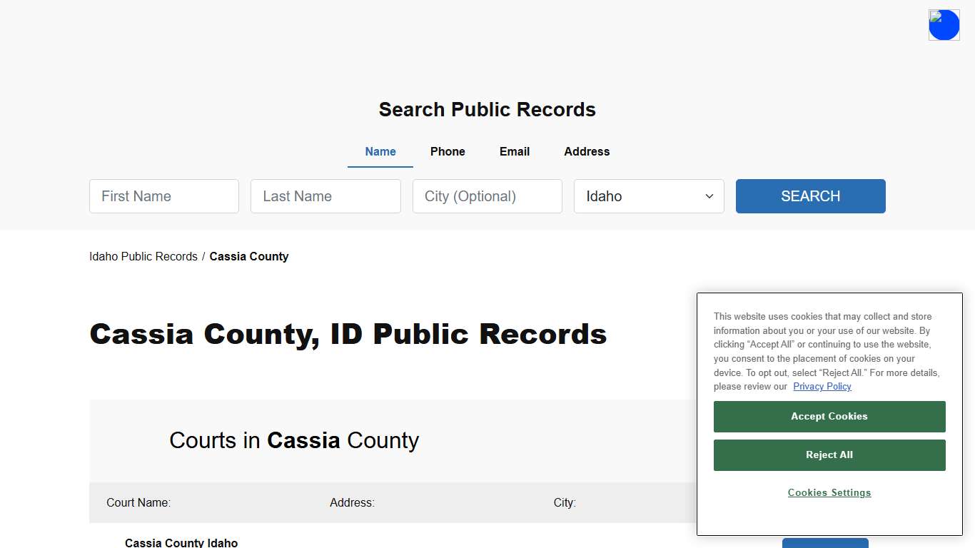 Cassia County, ID Public Court, Arrest and Inmate Records - ThePublicIndex