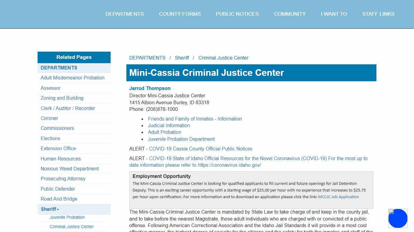 Cassia County, Idaho - Mini-Cassia Criminal Justice Center